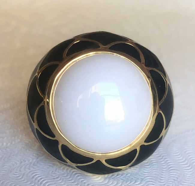Enamel dome cabochon ring in gold tone by Zirconite, alternate view, 501R9W185