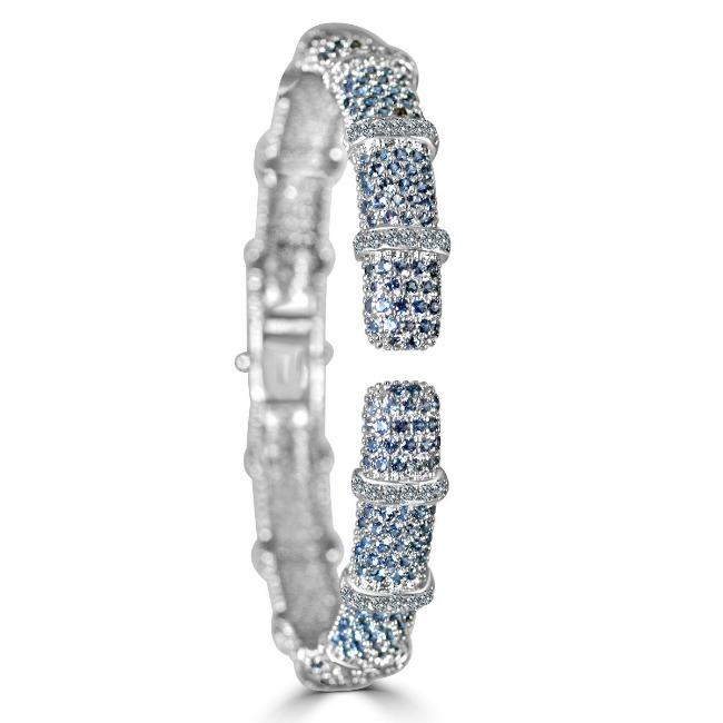 Face-off crystal pavé hinged bangle bracelet by Zirconite, alternate view, 698B10C