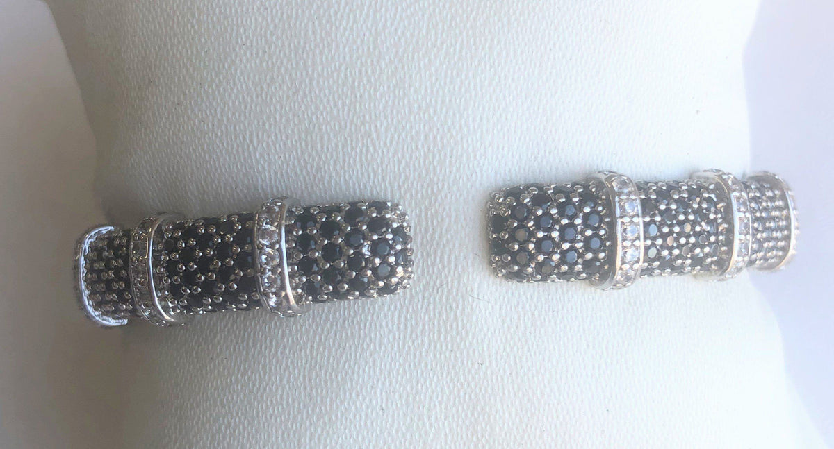 Face-off micro pavé cubic zirconia hinged bangle bracelet by Zirconite, alternate view, 698B10CZ