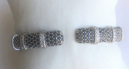 Face-off micro pavé cubic zirconia hinged bangle bracelet by Zirconite, alternate view, 698B10CZ