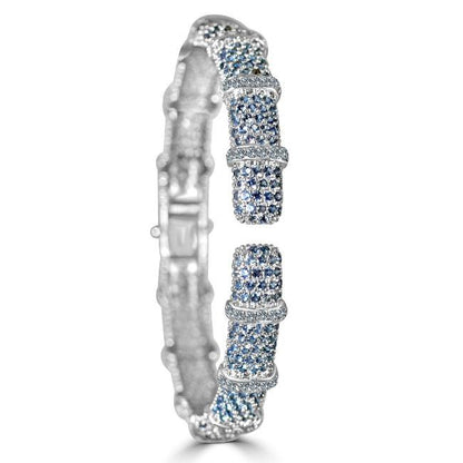 Face-off Zirconite Crystal pave Hinged Classic Bangle Bracelet. 698B10C