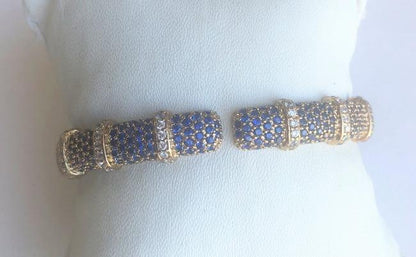 Face-off Zirconite Crystal pave Hinged Classic Bangle Bracelet. 698B10C