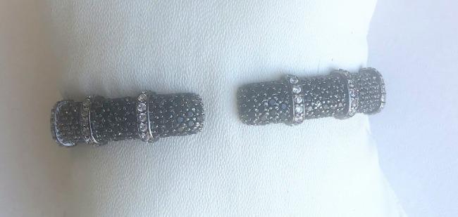 Face-off Zirconite Crystal pave Hinged Classic Bangle Bracelet. 698B10C