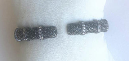 Face-off Zirconite Crystal pave Hinged Classic Bangle Bracelet. 698B10C