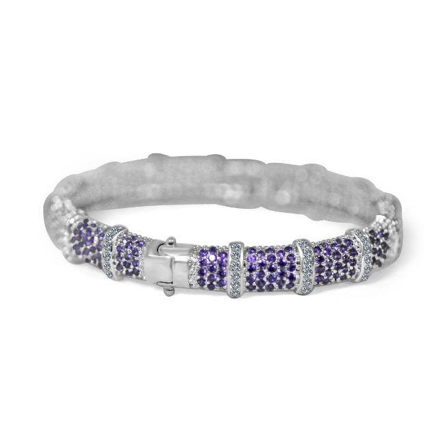 Face-off Zirconite Crystal pave Hinged Classic Bangle Bracelet. 698B10C