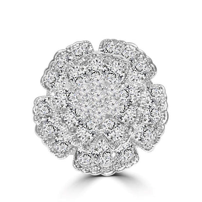 Flower cluster cubic zirconia cocktail ring in sterling silver, main view, 501R34433