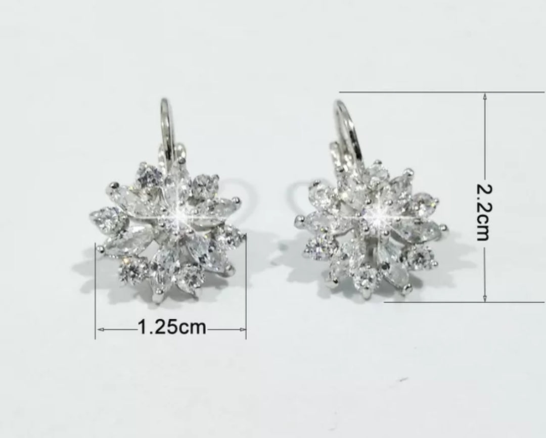 Flower cluster cubic zirconia earrings, alternate view, 635E11487