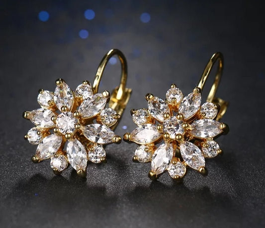 Flower cluster cubic zirconia earrings, main view, 635E11487