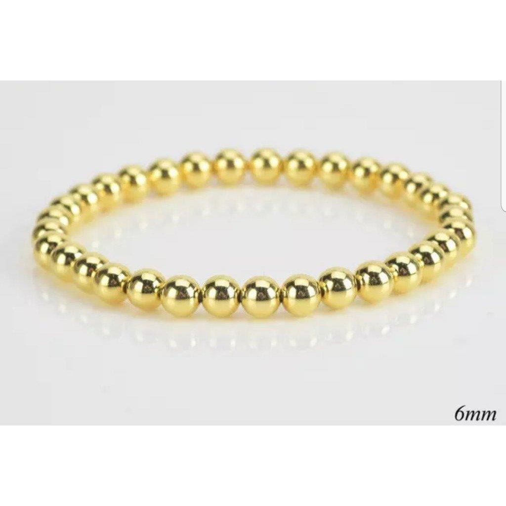 Non-tarnish gold bead stretch bracelet by Zirconite, alternate view, 655B