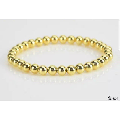 Non-tarnish gold bead stretch bracelet by Zirconite, alternate view, 655B