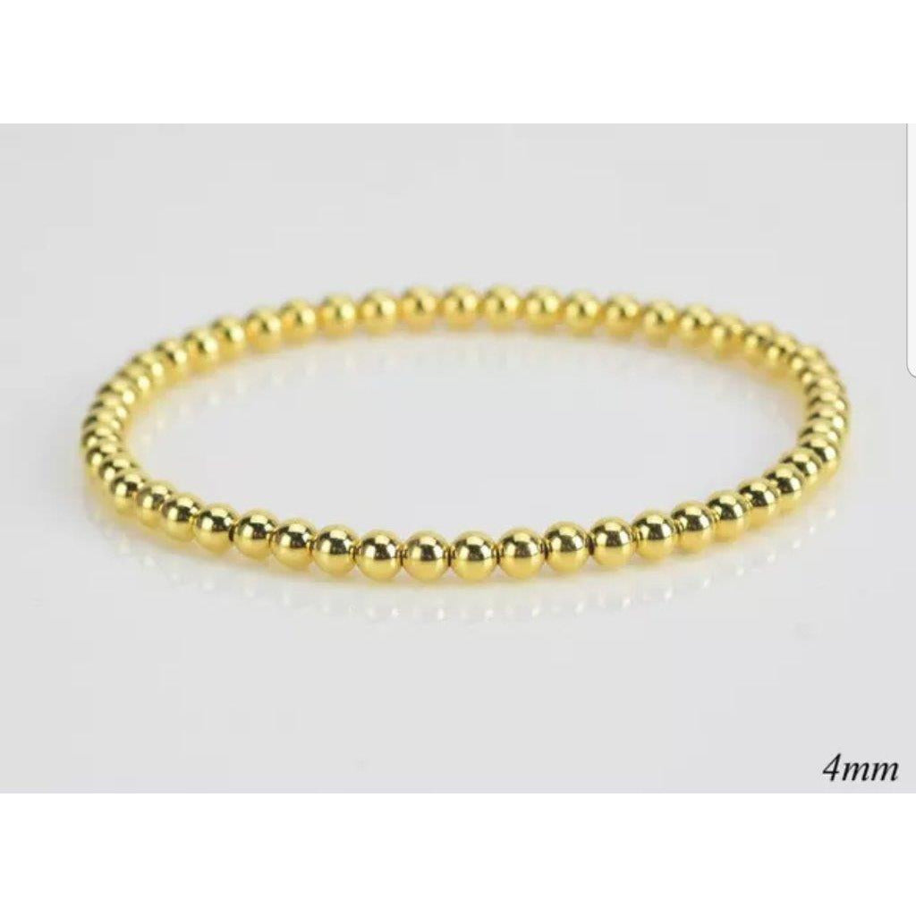 Non-tarnish gold bead stretch bracelet by Zirconite, alternate view, 655B