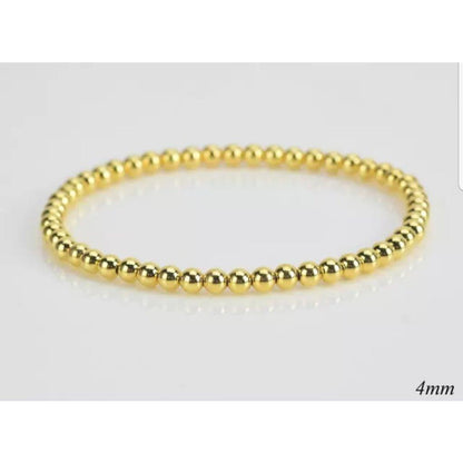 Non-tarnish gold bead stretch bracelet by Zirconite, alternate view, 655B