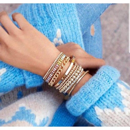 Non-tarnish gold bead stretch bracelet by Zirconite, alternate view, 655B