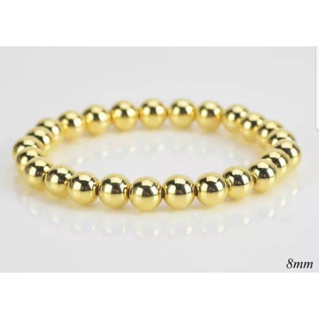 Non-tarnish gold bead stretch bracelet by Zirconite, alternate view, 655B