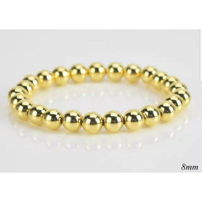 Non-tarnish gold bead stretch bracelet by Zirconite, alternate view, 655B