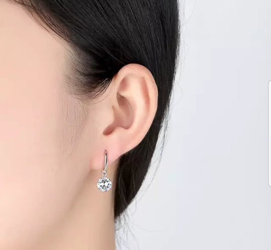 Handmade cubic zirconia fishhook earrings, main view, 822E100
