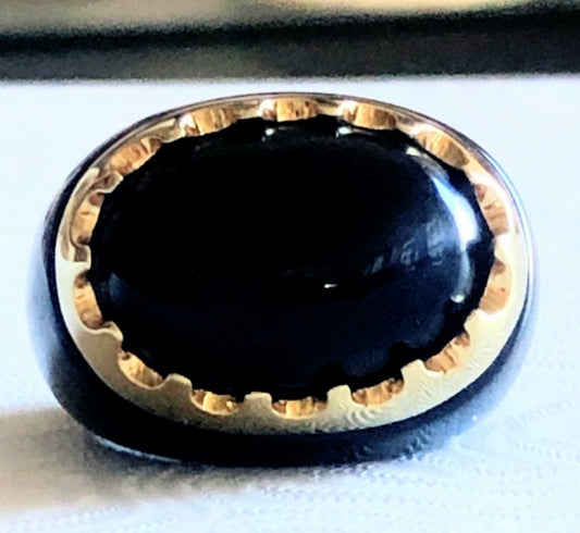 Hematite oval cabochon cocktail ring, main view, 501R9W184