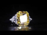 Intense Canary Diamond Veneer three stone 14K gold Ring