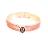 Zirconite Oval jeweled Coral Snakeskin hinged Bracelet Bangle. 629B82033CR
