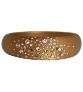 Jeweled acrylic opaque bangle bracelet by Zirconite, brown color, 629B81361