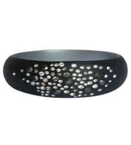 Jeweled acrylic opaque bangle bracelet by Zirconite, charcoal color, 629B81361