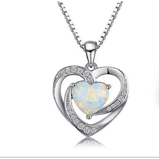 Lab-created opal heart pendant in sterling silver, main view, 714P0047