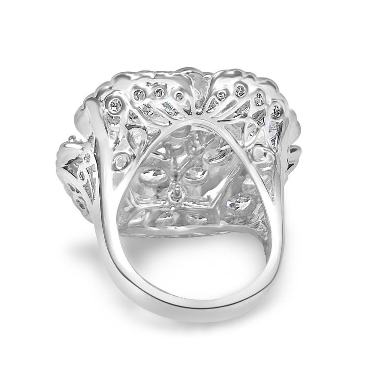 Large Flower Cluster Zirconite Cubic Zirconia Designer Sterling Silver Cocktail Ring 501R34433