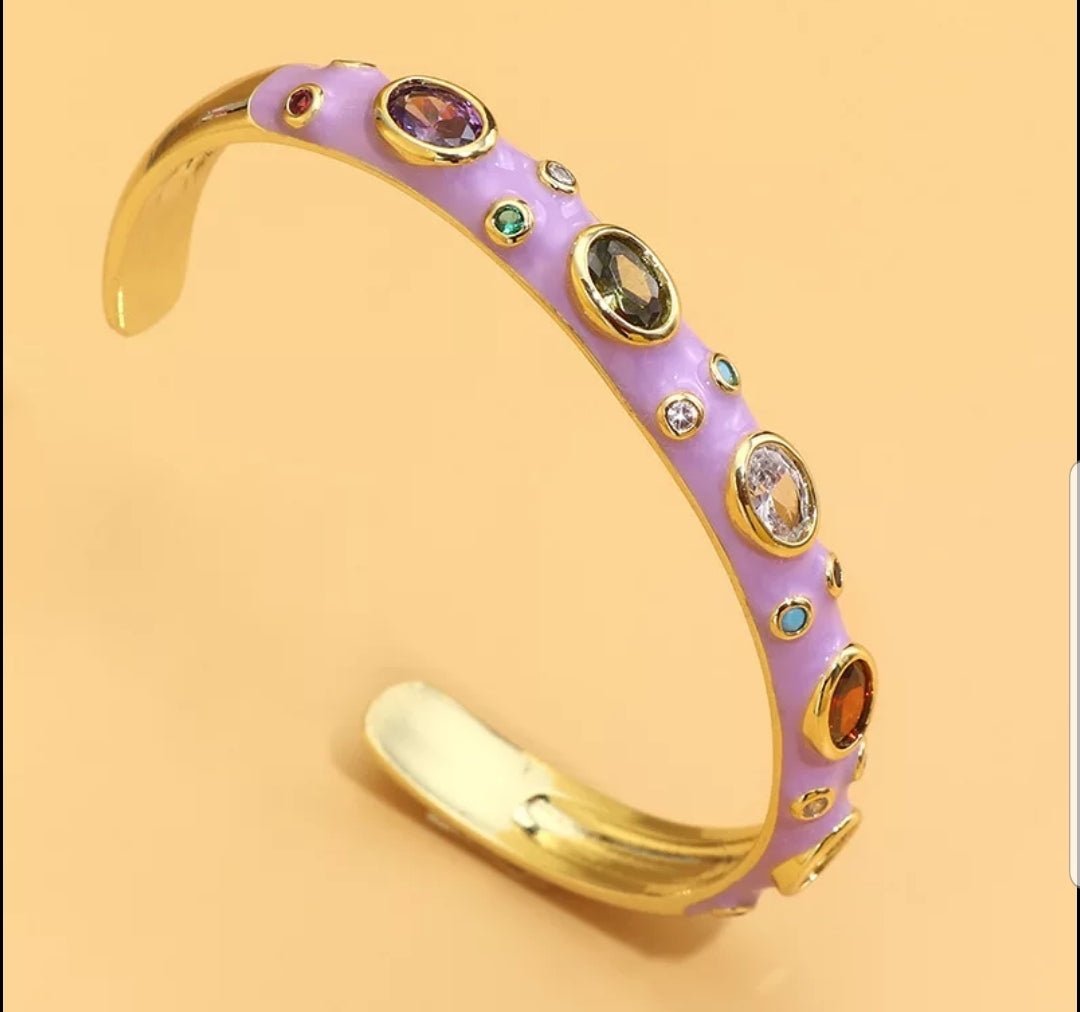 Zirconite open enamel Bangle Bracelet | DiamondVeneer Fashion