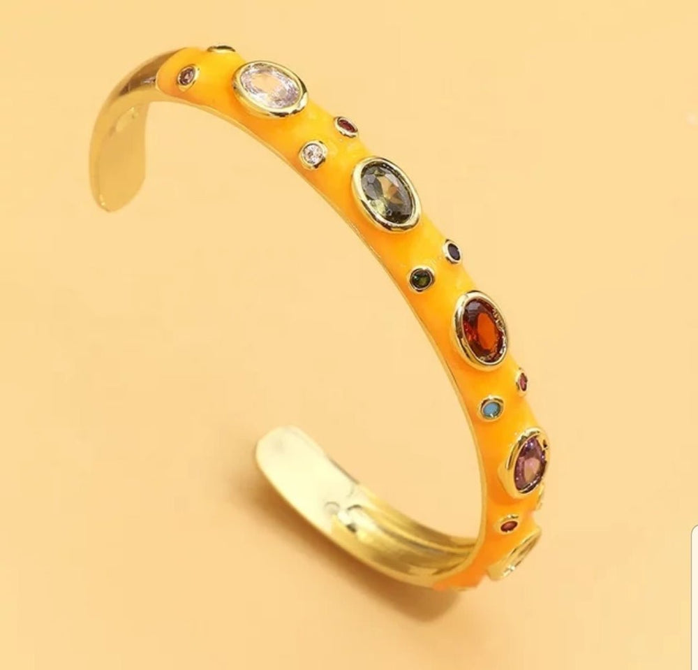 Zirconite open enamel Bangle Bracelet | DiamondVeneer Fashion