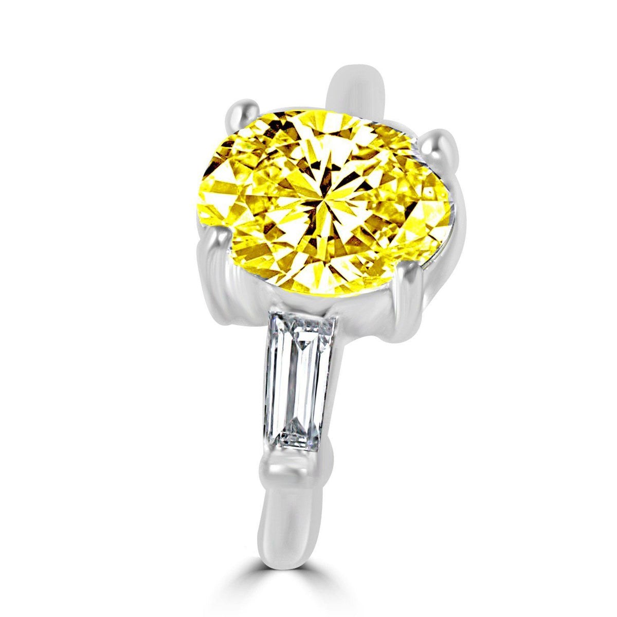 Oval Diamond Veneer cubic zirconia ring, canary yellow stone, 635R72089