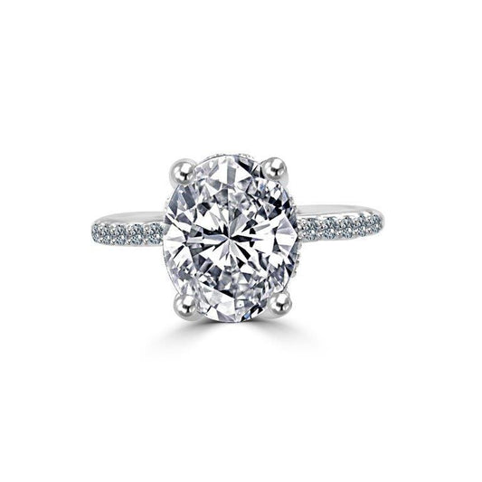 Oval cubic zirconia solitaire ring in sterling silver, main view, 635R71252