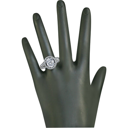 Oval cubic zirconia split shank floating halo ring, alternate view, 635R4011