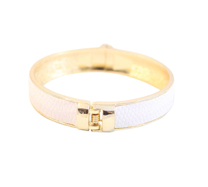 Oval jeweled snakeskin leather hinged bangle bracelet by Zirconite, alternate view, 629B82033