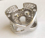 Oversized Designer square Cross Zirconite Cubic Zirconia Sterling Silver Ring. 590R391