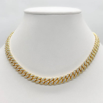 Pavé cubic zirconia Cuban curved link necklace by Zirconite, alternate view, 818N