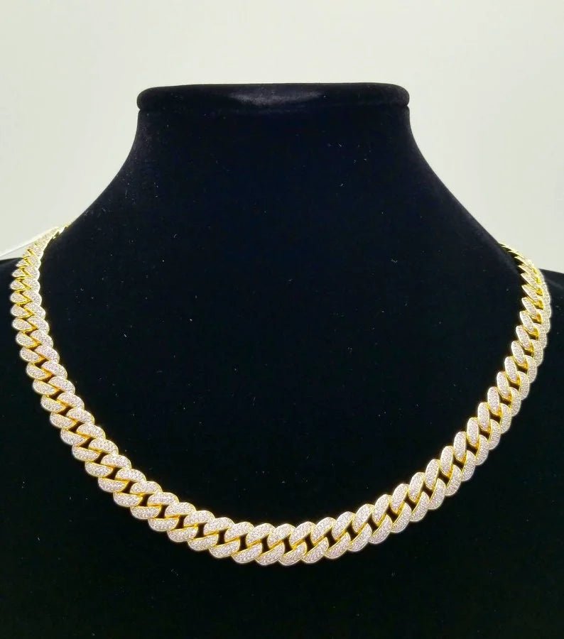 Pavé cubic zirconia Cuban curved link necklace by Zirconite, alternate view, 818N