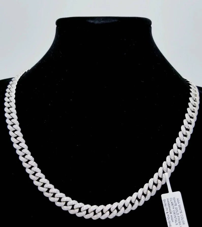 Pavé cubic zirconia Cuban curved link necklace by Zirconite, alternate view, 818N