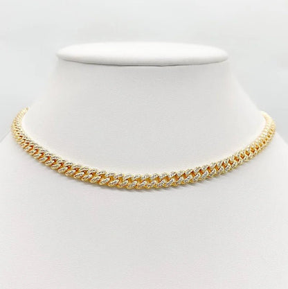 Pavé cubic zirconia Cuban curved link necklace by Zirconite, alternate view, 818N