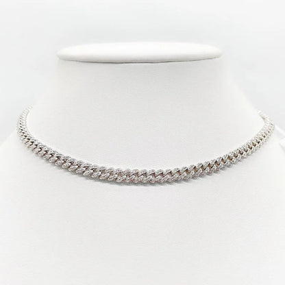 Pavé cubic zirconia Cuban curved link necklace by Zirconite, alternate view, 818N