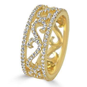 Pavé cubic zirconia eternity band ring in sterling silver, alternate view, STR0266