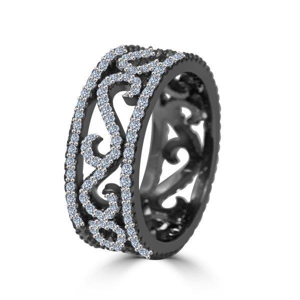Pavé cubic zirconia eternity band ring in sterling silver, alternate view, STR0266