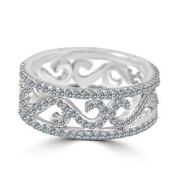 Pavé cubic zirconia eternity band ring in sterling silver, alternate view, STR0266