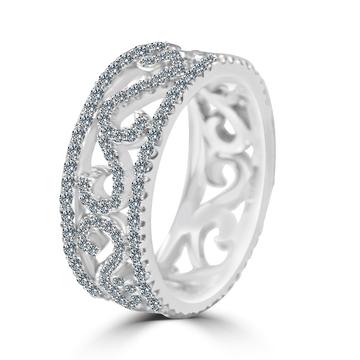 Pavé cubic zirconia eternity band ring in sterling silver, main view, STR0266