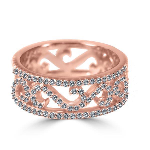 Pavé cubic zirconia eternity band ring in sterling silver, rose gold tone, STR0266
