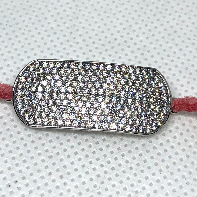 Fully pavé cubic zirconia ID bracelet and choker by Zirconite, alternate view, 655B807