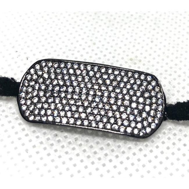 Fully pavé cubic zirconia ID bracelet and choker by Zirconite, alternate view, 655B807