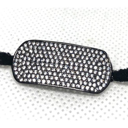 Fully pavé cubic zirconia ID bracelet and choker by Zirconite, alternate view, 655B807
