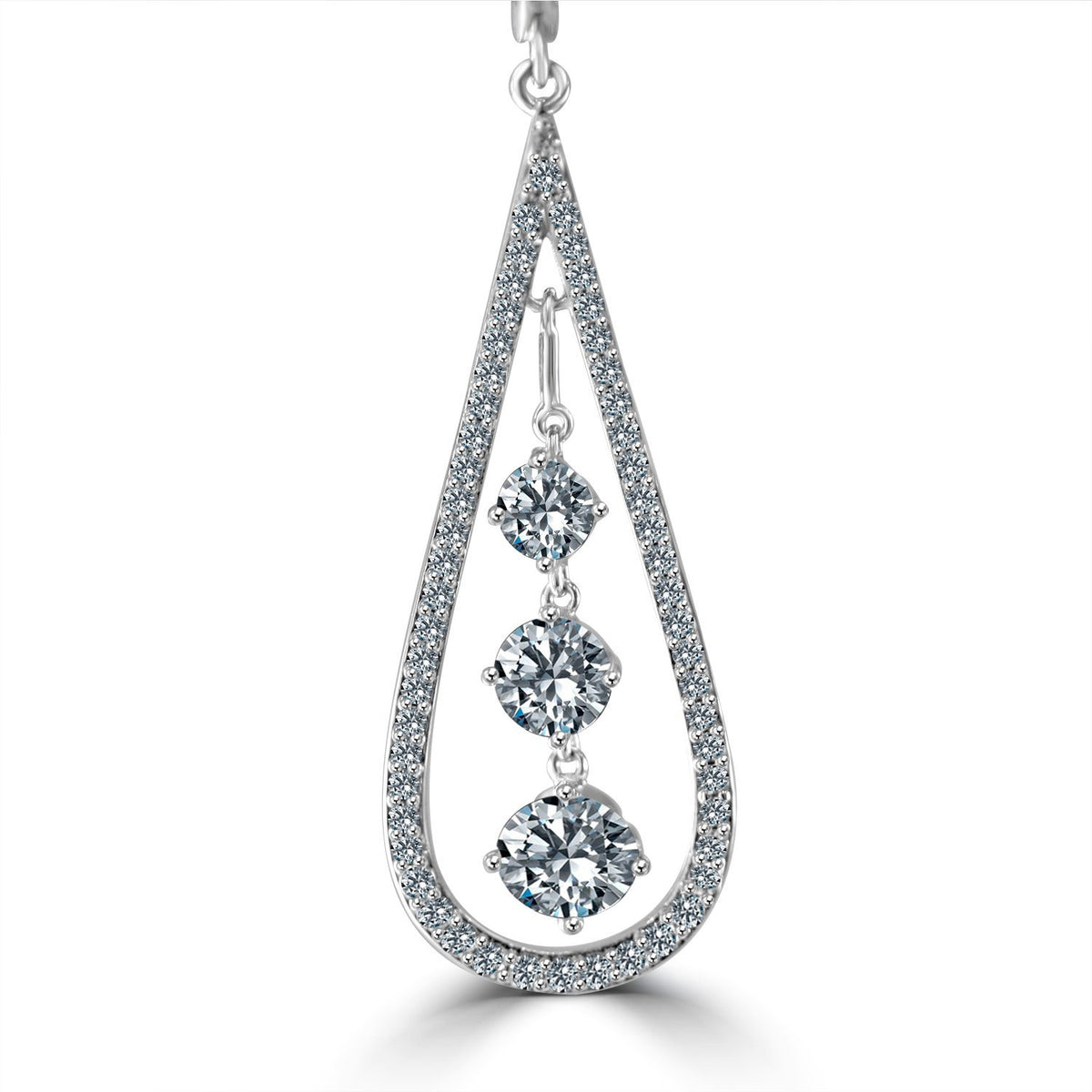 Pear-cut cubic zirconia chandelier drop earrings in sterling silver, alternate view, 635E303