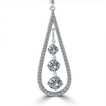 Pear-cut cubic zirconia chandelier drop earrings in sterling silver, alternate view, 635E303
