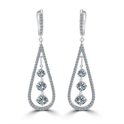 Pear-cut cubic zirconia chandelier drop earrings in sterling silver, alternate view, 635E303